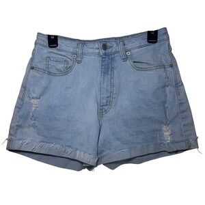 Wild Fable Super High Rise Rolled Cuff Distressed Denim Shorts Light Wash Size 6